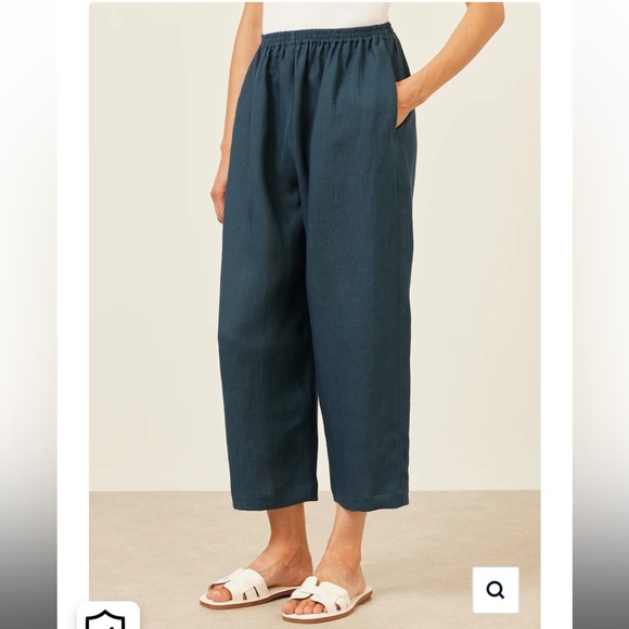 Eskandar 100% Linen Japanese Wide Leg Trouser Lightweight Navy Size 1 / Small